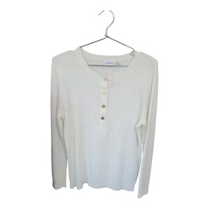 Calvin Klein Gold and White Crew Neck Sweater